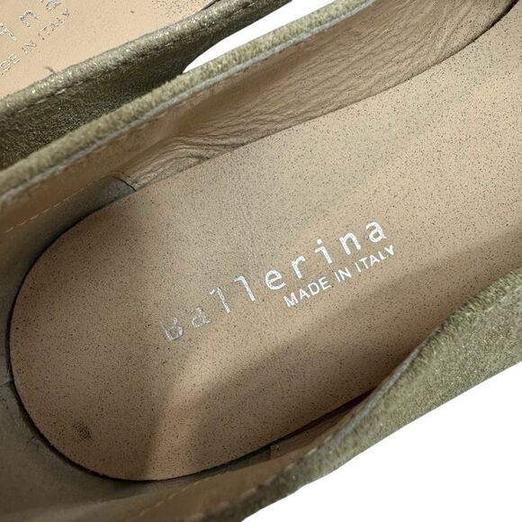 Ballerina‎ Gold Tone Metallic Leather Wingtip Loafer Flats, 7 - Picture 10 of 11